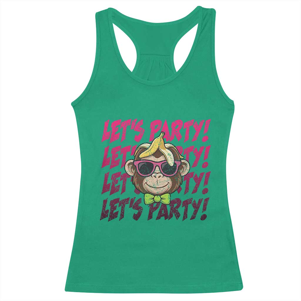 Lets Party Monkey Baseball Racerback Tank Top Funny Ball Party Game Day Fans TS02 Irish Green Print Your Wear