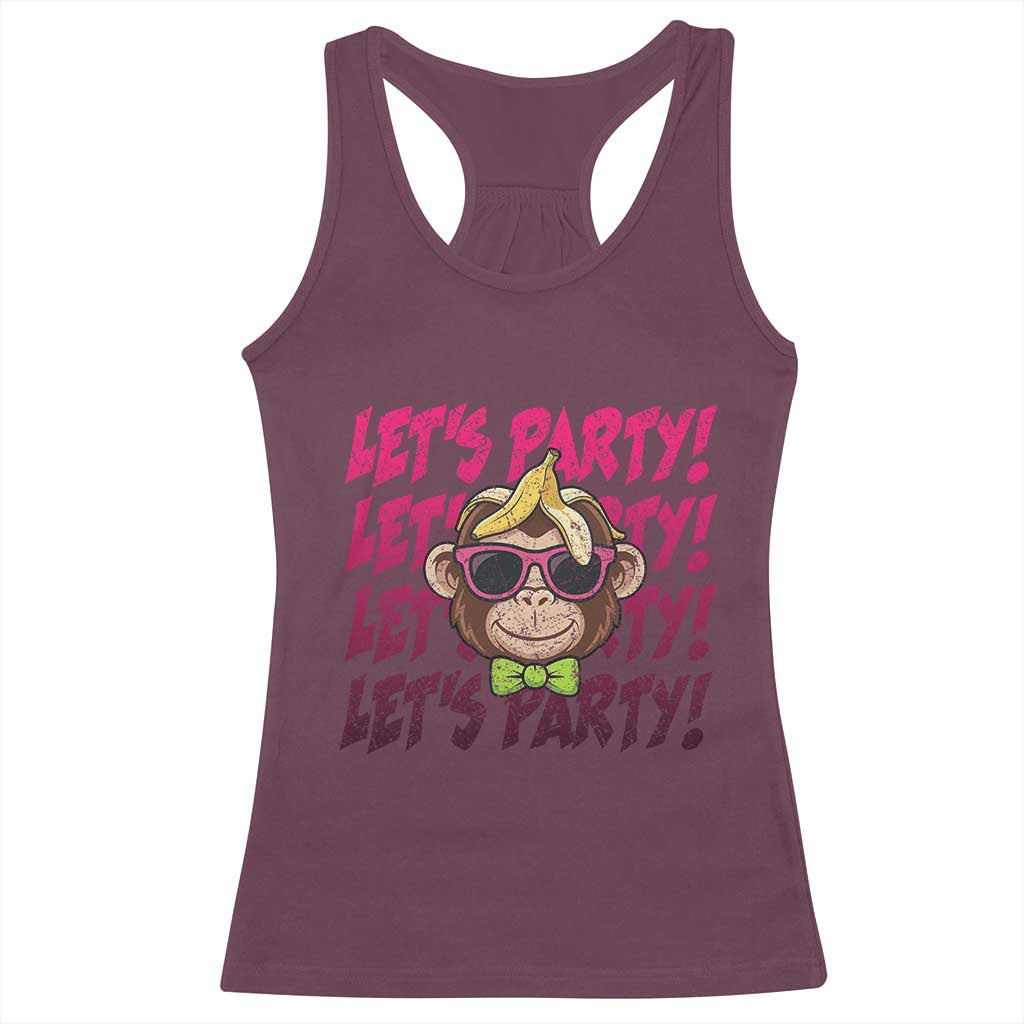 Lets Party Monkey Baseball Racerback Tank Top Funny Ball Party Game Day Fans TS02 Maroon Print Your Wear
