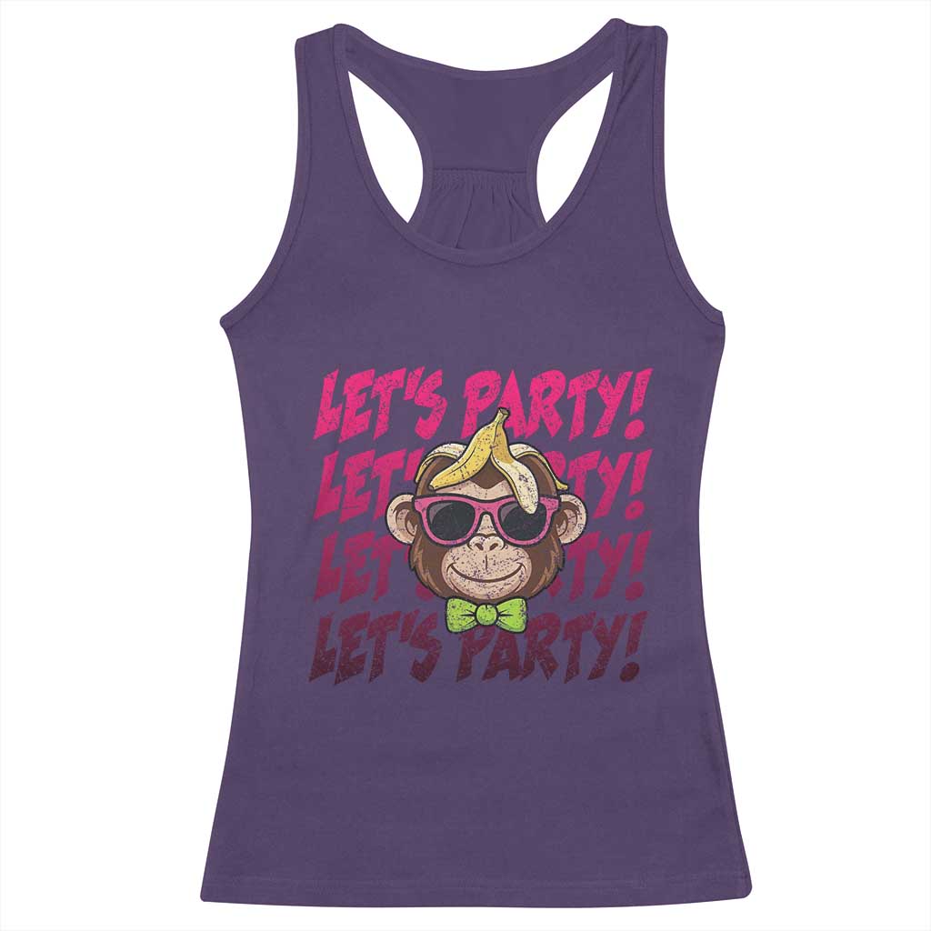 Lets Party Monkey Baseball Racerback Tank Top Funny Ball Party Game Day Fans TS02 Purple Print Your Wear