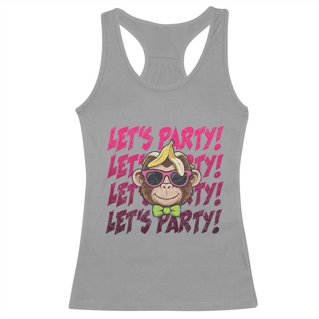 Lets Party Monkey Baseball Racerback Tank Top Funny Ball Party Game Day Fans TS02 Sport Gray Print Your Wear