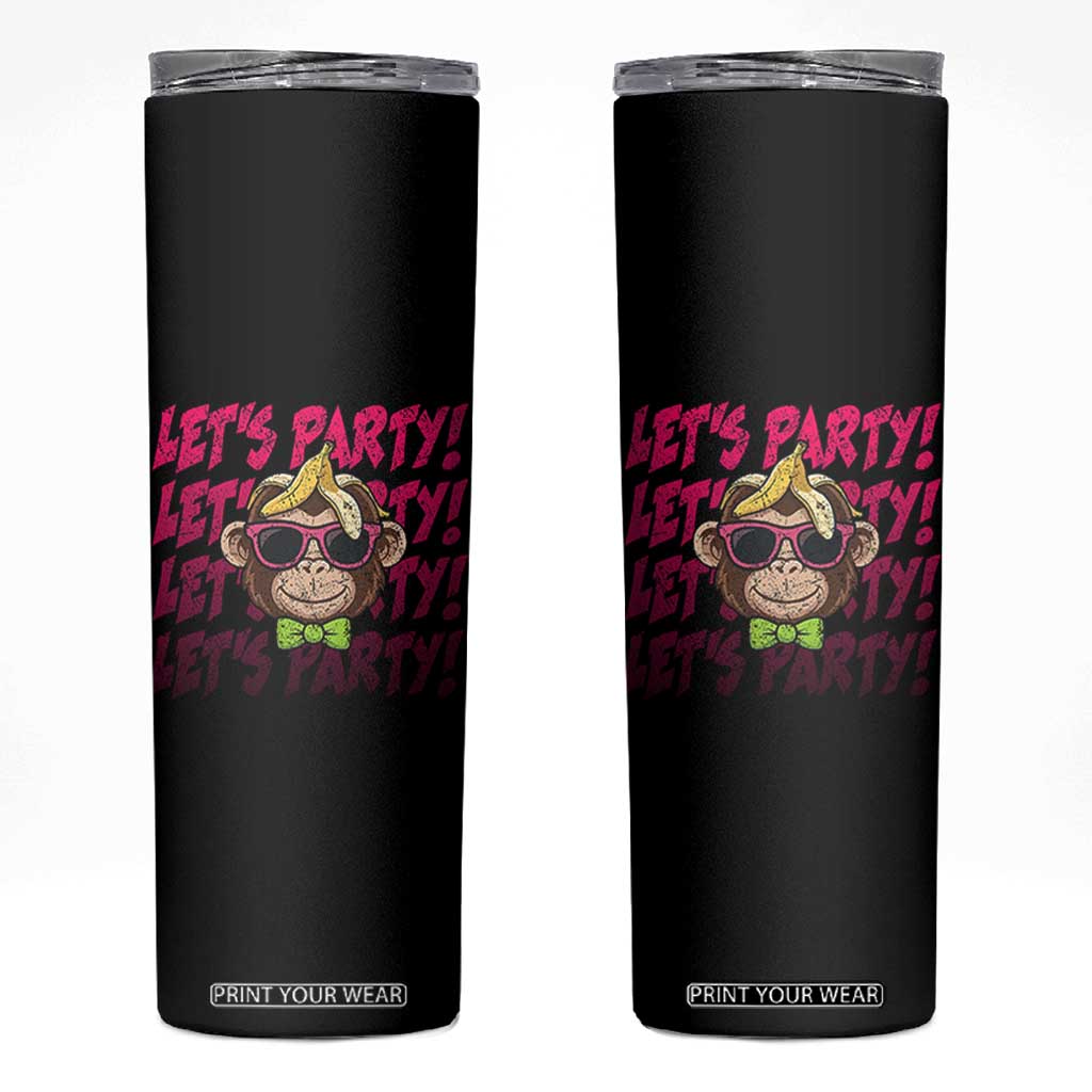 Lets Party Monkey Baseball Skinny Tumbler Funny Ball Party Game Day Fans TS02 Black Print Your Wear