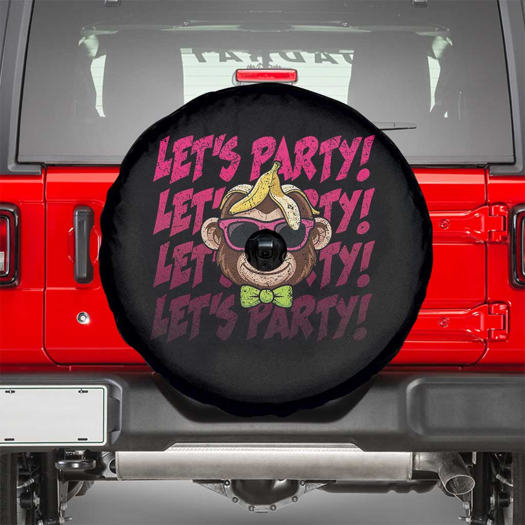 Lets Party Monkey Baseball Spare Tire Cover Funny Ball Party Game Day Fans TS02 Black Print Your Wear