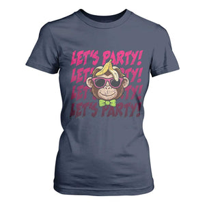 Lets Party Monkey Baseball T Shirt For Women Funny Ball Party Game Day Fans TS02 Navy Print Your Wear