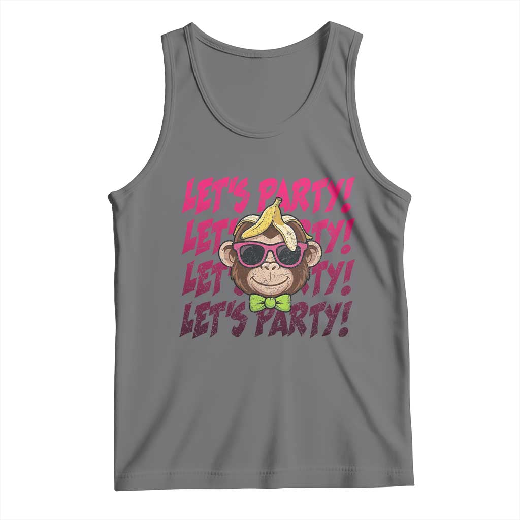 Lets Party Monkey Baseball Tank Top Funny Ball Party Game Day Fans TS02 Black Heather Print Your Wear