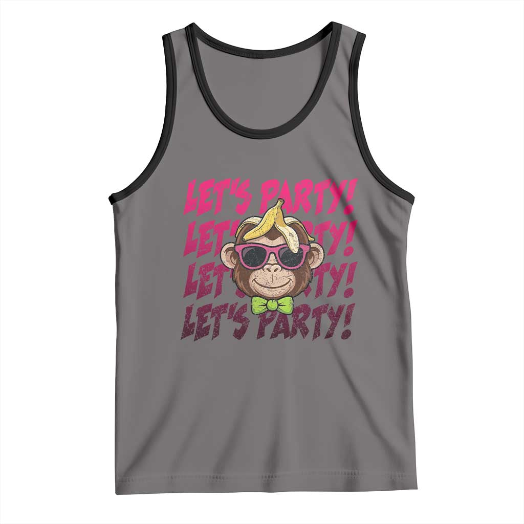 Lets Party Monkey Baseball Tank Top Funny Ball Party Game Day Fans TS02 Deep Heather Black Print Your Wear