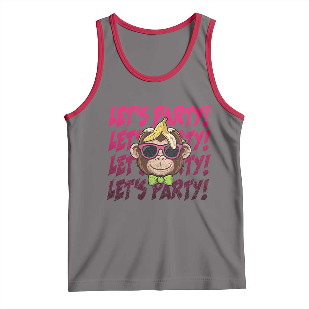 Lets Party Monkey Baseball Tank Top Funny Ball Party Game Day Fans TS02 Deep Heather Red Print Your Wear