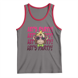 Lets Party Monkey Baseball Tank Top Funny Ball Party Game Day Fans TS02 Deep Heather Red Print Your Wear