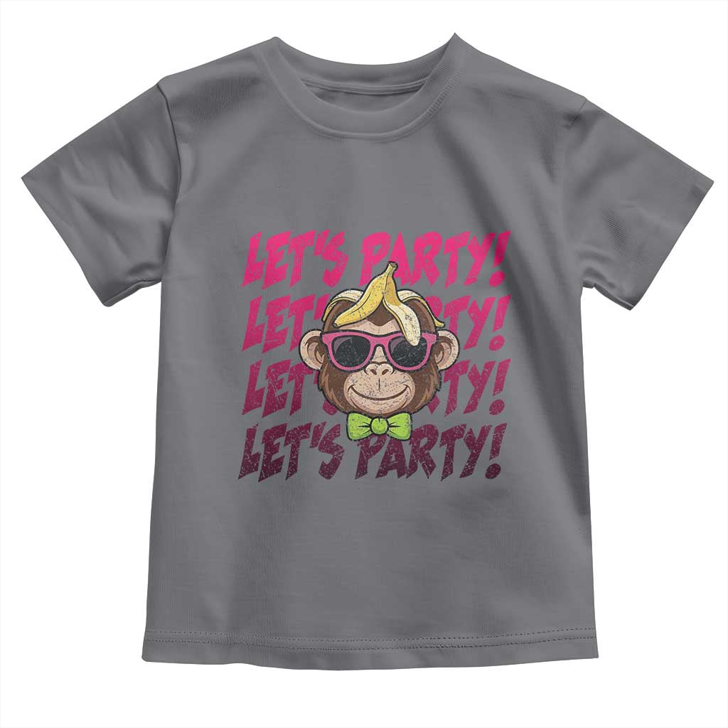 Lets Party Monkey Baseball Toddler T Shirt Funny Ball Party Game Day Fans TS02 Charcoal Print Your Wear