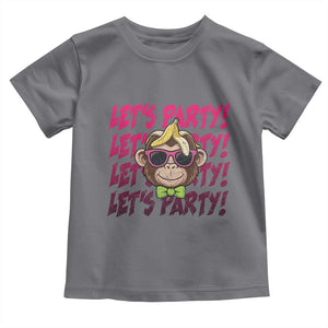 Lets Party Monkey Baseball Toddler T Shirt Funny Ball Party Game Day Fans TS02 Charcoal Print Your Wear