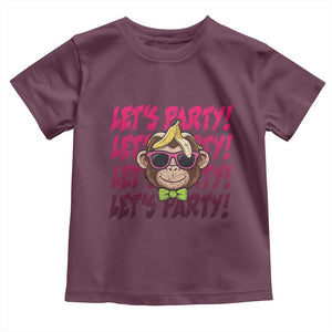 Lets Party Monkey Baseball Toddler T Shirt Funny Ball Party Game Day Fans TS02 Maroon Print Your Wear