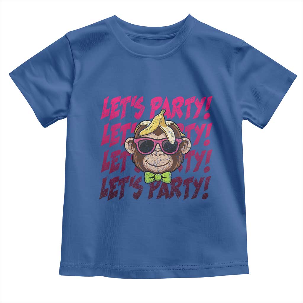 Lets Party Monkey Baseball Toddler T Shirt Funny Ball Party Game Day Fans TS02 Royal Blue Print Your Wear