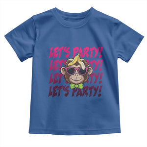 Lets Party Monkey Baseball Toddler T Shirt Funny Ball Party Game Day Fans TS02 Royal Blue Print Your Wear
