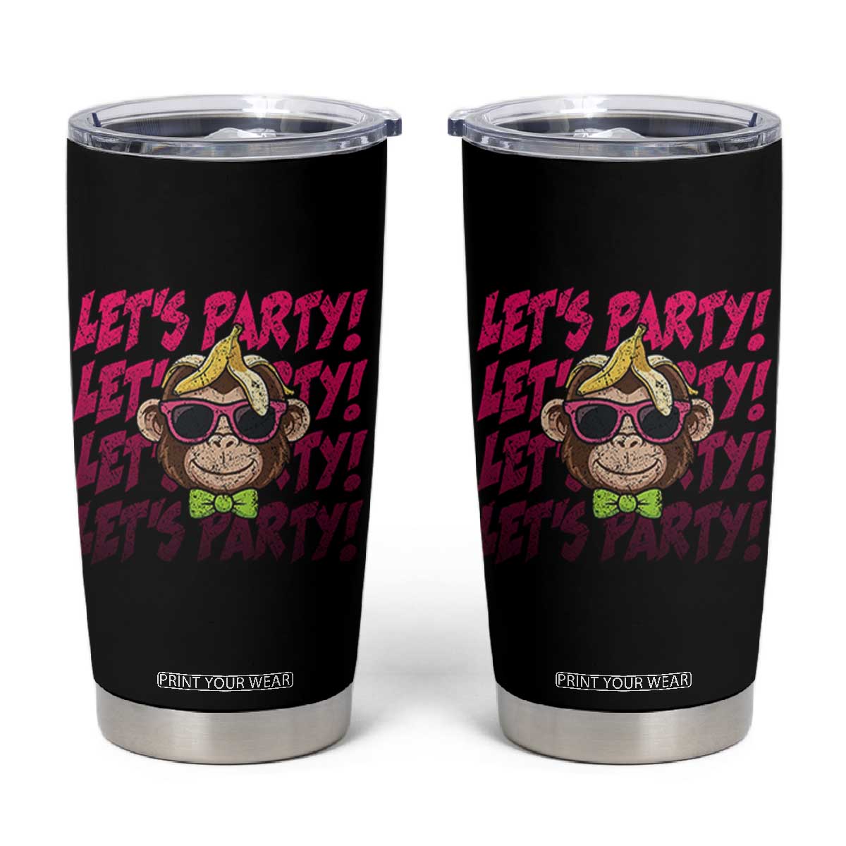 Lets Party Monkey Baseball Tumbler Cup Funny Ball Party Game Day Fans TS02 Black Print Your Wear