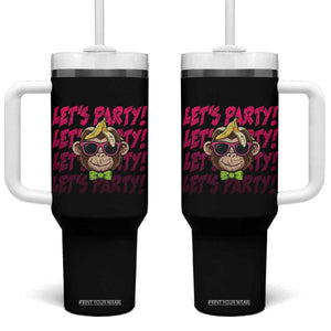 Lets Party Monkey Baseball Tumbler With Handle Funny Ball Party Game Day Fans TS02 One Size: 40 oz Black Print Your Wear