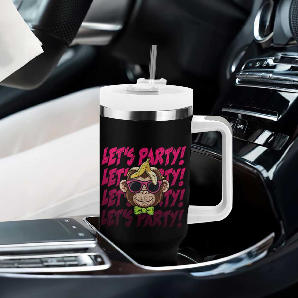 Lets Party Monkey Baseball Tumbler With Handle Funny Ball Party Game Day Fans TS02 Print Your Wear