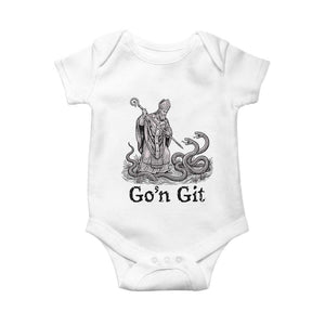Go'n Git Funny Saint Patrick Banishing Snakes Baby Onesie Irish History Humor St Patricks Day TS02 White Print Your Wear