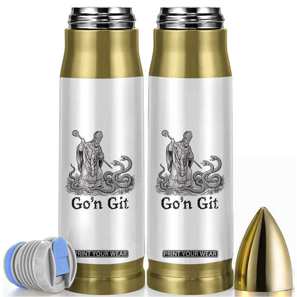 Go'n Git Funny Saint Patrick Banishing Snakes Bullet Tumbler Irish History Humor St Patricks Day TS02 White Print Your Wear