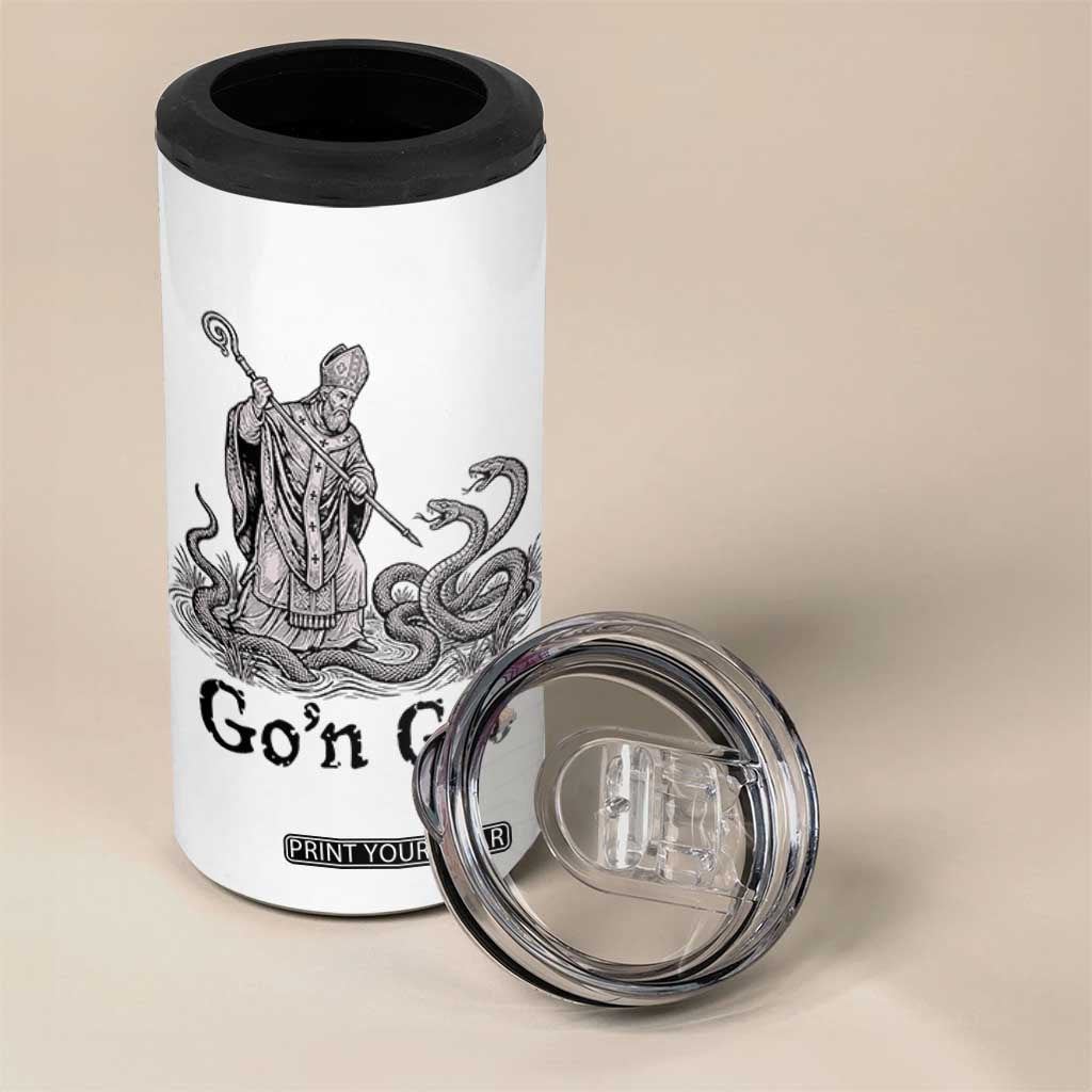 Go'n Git Funny Saint Patrick Banishing Snakes 4 in 1 Can Cooler Tumbler Irish History Humor St Patricks Day TS02 Print Your Wear