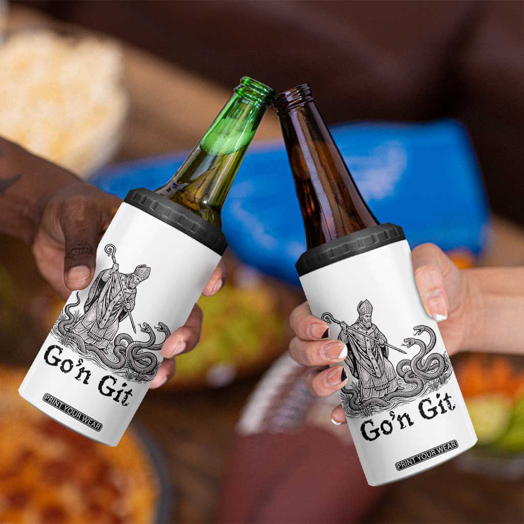 Go'n Git Funny Saint Patrick Banishing Snakes 4 in 1 Can Cooler Tumbler Irish History Humor St Patricks Day TS02 Print Your Wear