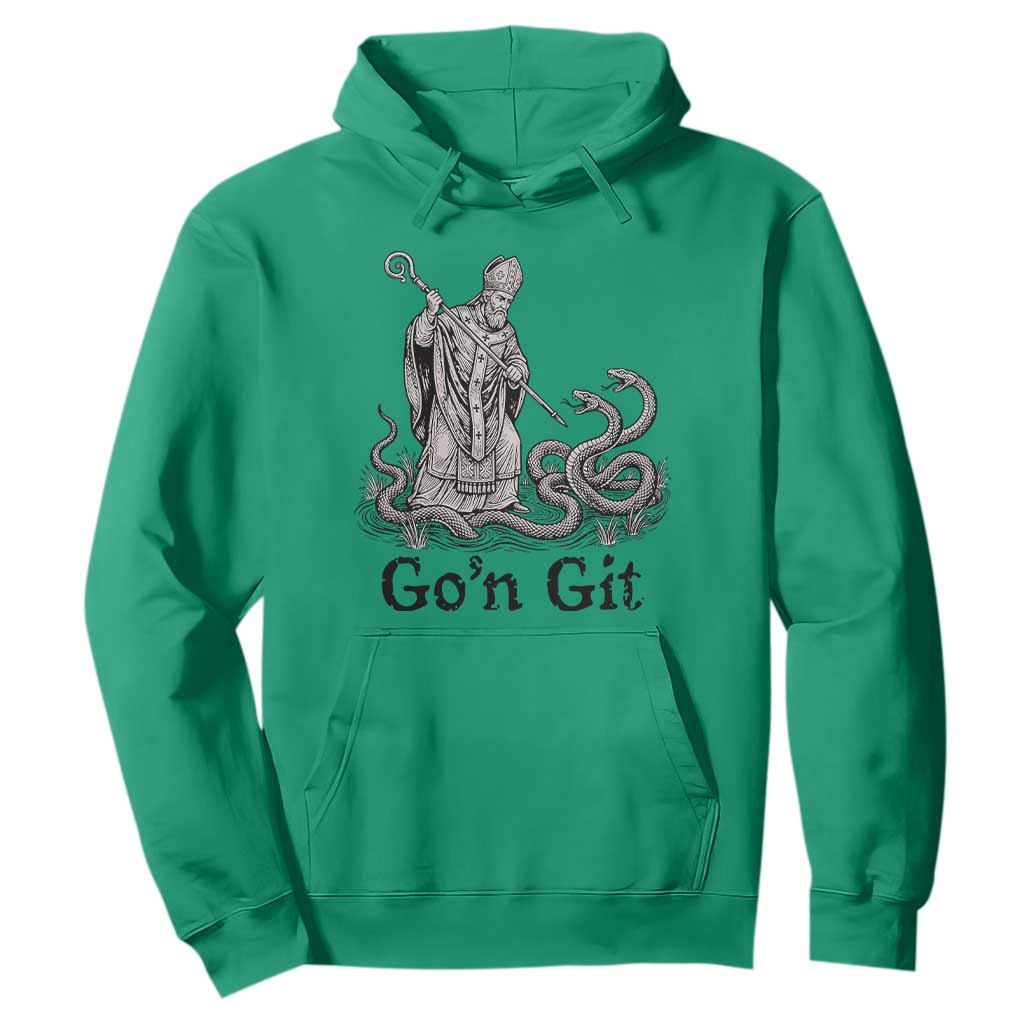 Go'n Git Funny Saint Patrick Banishing Snakes Hoodie Irish History Humor St Patricks Day TS02 Irish Green Print Your Wear