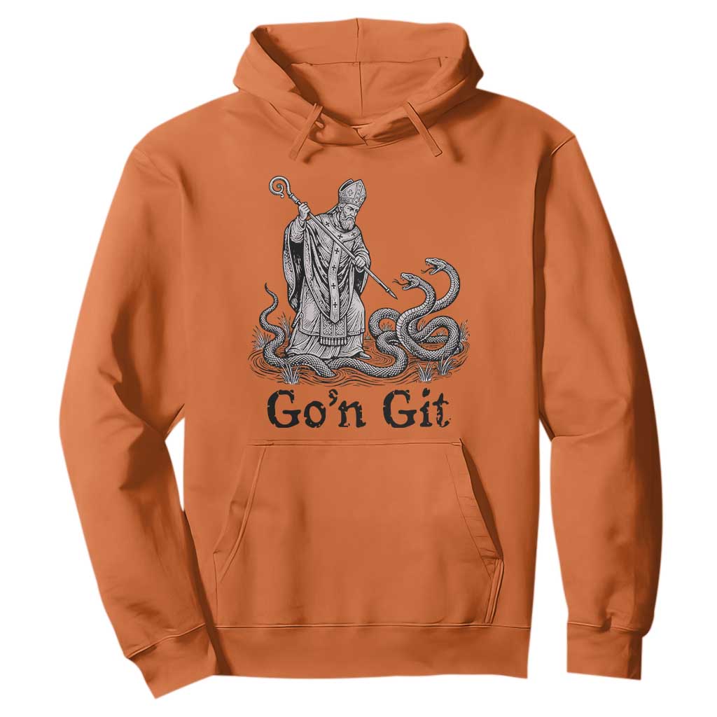 Go'n Git Funny Saint Patrick Banishing Snakes Hoodie Irish History Humor St Patricks Day TS02 Orange Print Your Wear