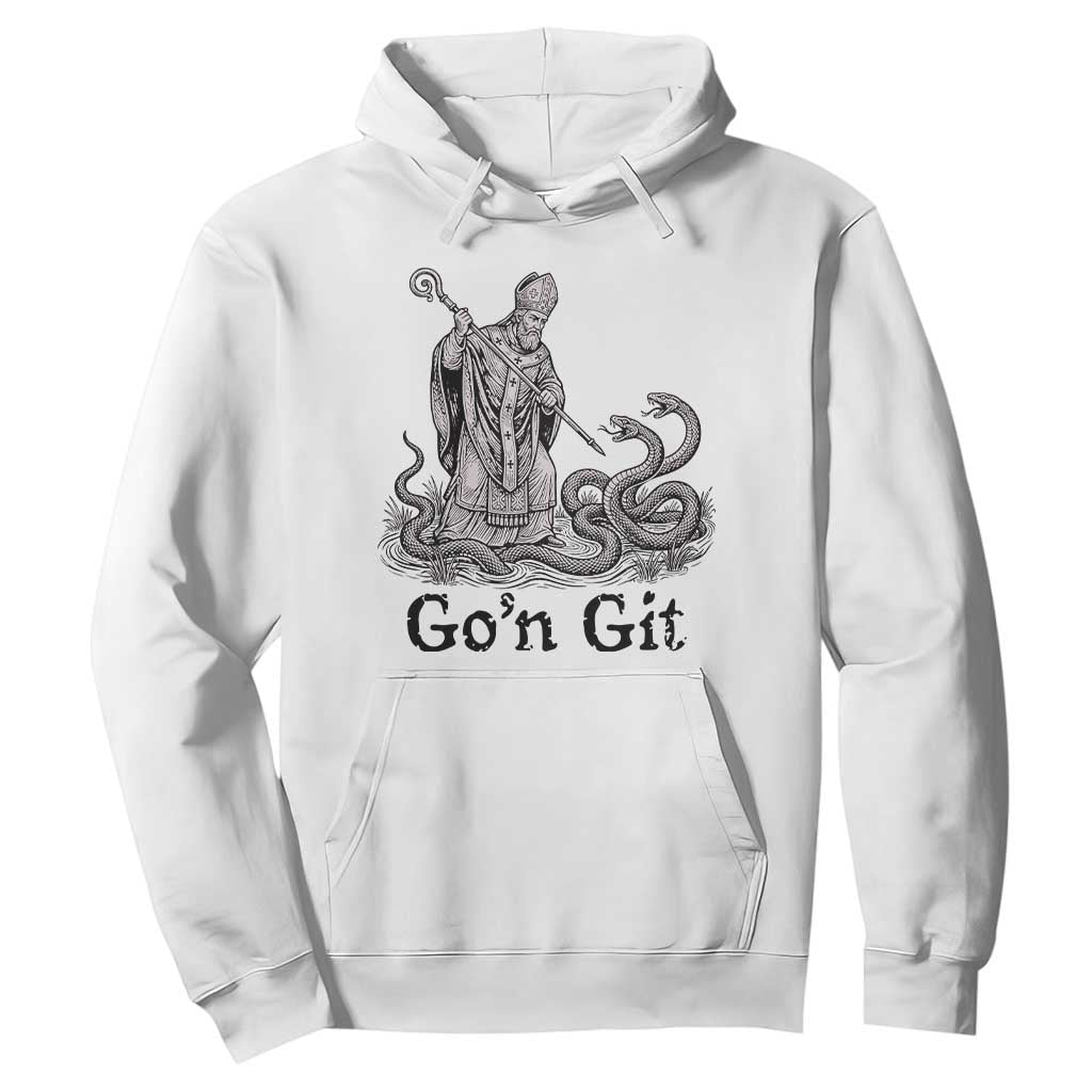 Go'n Git Funny Saint Patrick Banishing Snakes Hoodie Irish History Humor St Patricks Day TS02 White Print Your Wear