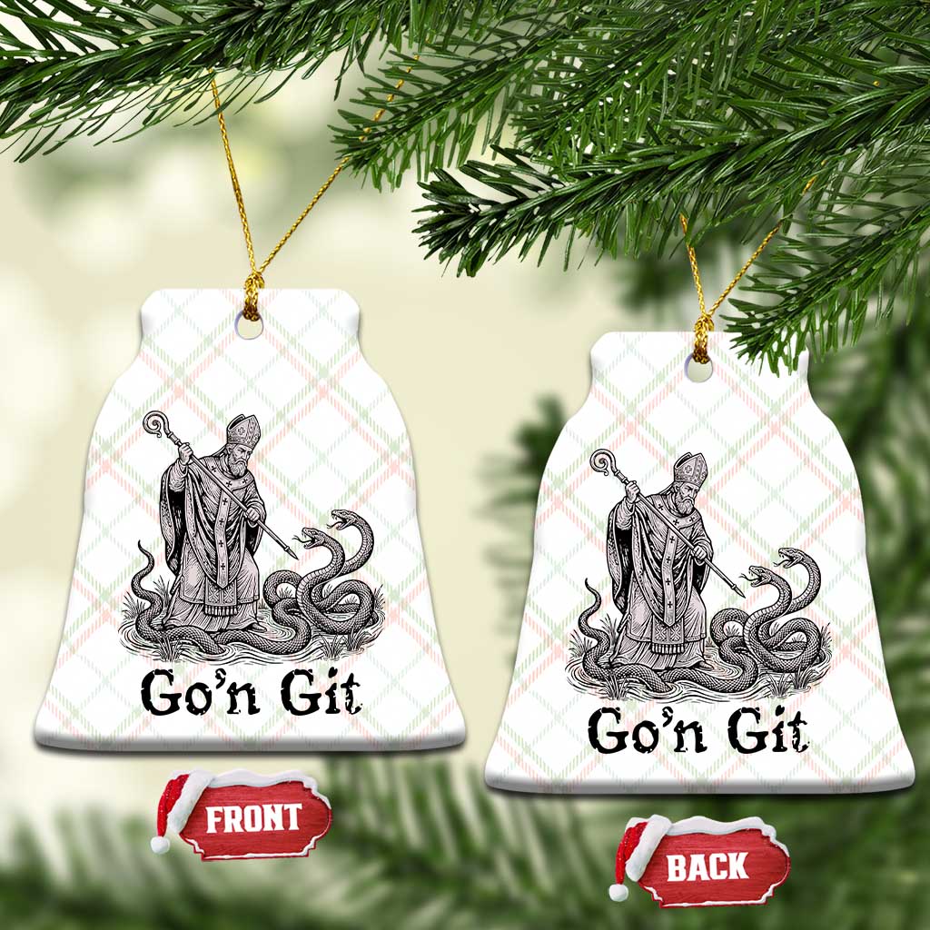Go'n Git Funny Saint Patrick Banishing Snakes Ceramic Ornament Irish History Humor St Patricks Day TS02 Print Your Wear