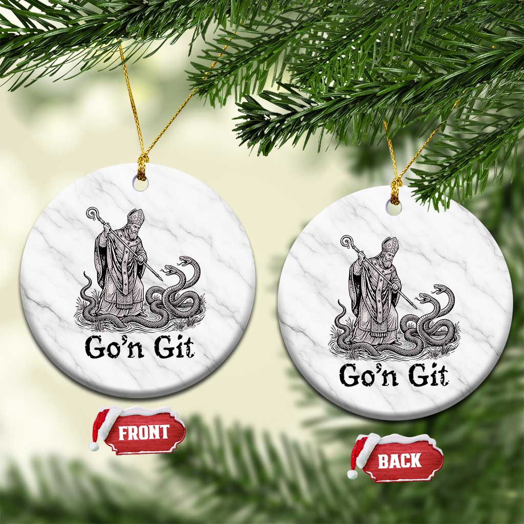 Go'n Git Funny Saint Patrick Banishing Snakes Ceramic Ornament Irish History Humor St Patricks Day TS02 1pc White Marble Print Your Wear