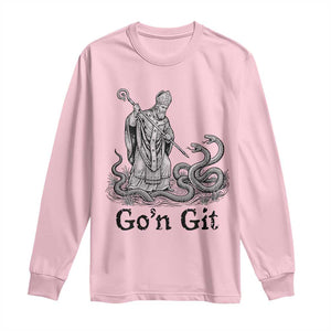Go'n Git Funny Saint Patrick Banishing Snakes Long Sleeve Shirt Irish History Humor St Patricks Day TS02 Light Pink Print Your Wear