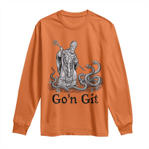 Go'n Git Funny Saint Patrick Banishing Snakes Long Sleeve Shirt Irish History Humor St Patricks Day TS02 Orange Print Your Wear
