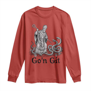 Go'n Git Funny Saint Patrick Banishing Snakes Long Sleeve Shirt Irish History Humor St Patricks Day TS02 Red Print Your Wear