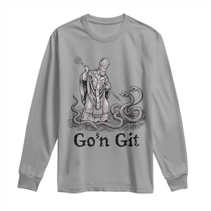 Go'n Git Funny Saint Patrick Banishing Snakes Long Sleeve Shirt Irish History Humor St Patricks Day TS02 Sport Gray Print Your Wear