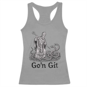 Go'n Git Funny Saint Patrick Banishing Snakes Racerback Tank Top Irish History Humor St Patricks Day TS02 Sport Gray Print Your Wear