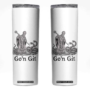 Go'n Git Funny Saint Patrick Banishing Snakes Skinny Tumbler Irish History Humor St Patricks Day TS02 White Print Your Wear