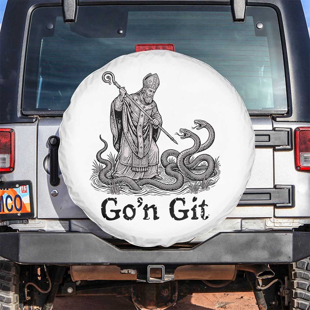 Go'n Git Funny Saint Patrick Banishing Snakes Spare Tire Cover Irish History Humor St Patricks Day TS02 No hole White Print Your Wear