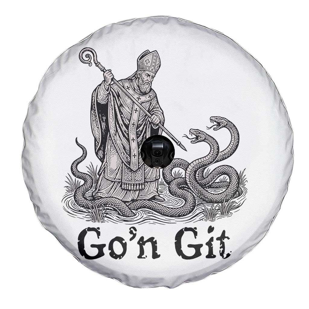 Go'n Git Funny Saint Patrick Banishing Snakes Spare Tire Cover Irish History Humor St Patricks Day TS02 Print Your Wear