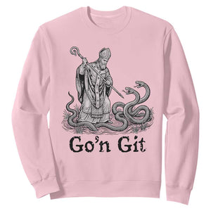 Go'n Git Funny Saint Patrick Banishing Snakes Sweatshirt Irish History Humor St Patricks Day TS02 Light Pink Print Your Wear