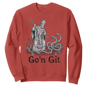 Go'n Git Funny Saint Patrick Banishing Snakes Sweatshirt Irish History Humor St Patricks Day TS02 Red Print Your Wear