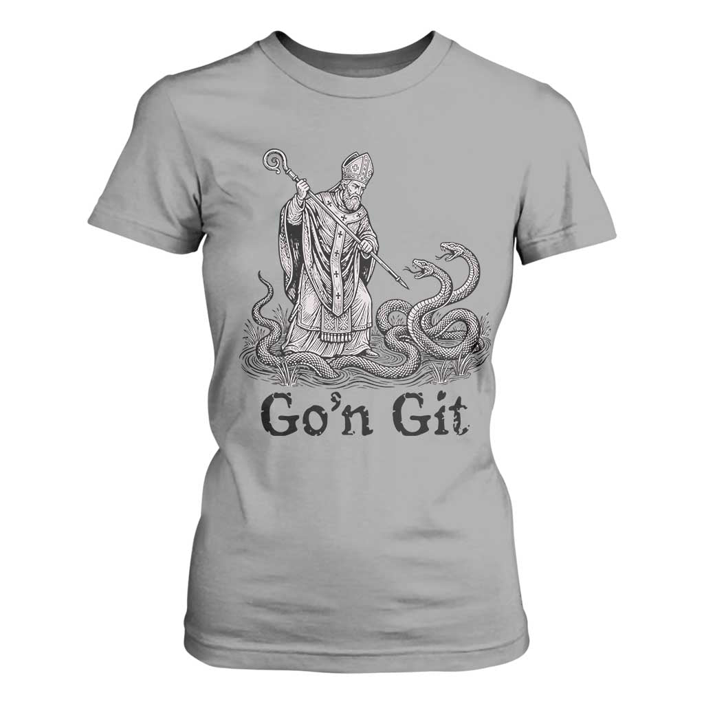 Go'n Git Funny Saint Patrick Banishing Snakes T Shirt For Women Irish History Humor St Patricks Day TS02 Sport Gray Print Your Wear