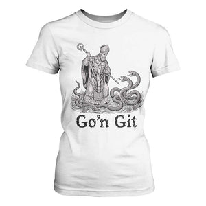 Go'n Git Funny Saint Patrick Banishing Snakes T Shirt For Women Irish History Humor St Patricks Day TS02 White Print Your Wear