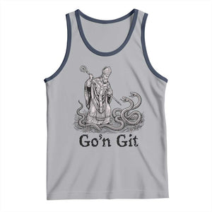 Go'n Git Funny Saint Patrick Banishing Snakes Tank Top Irish History Humor St Patricks Day TS02 Athletic Heather Navy Print Your Wear