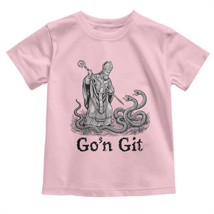 Go'n Git Funny Saint Patrick Banishing Snakes Toddler T Shirt Irish History Humor St Patricks Day TS02 Light Pink Print Your Wear