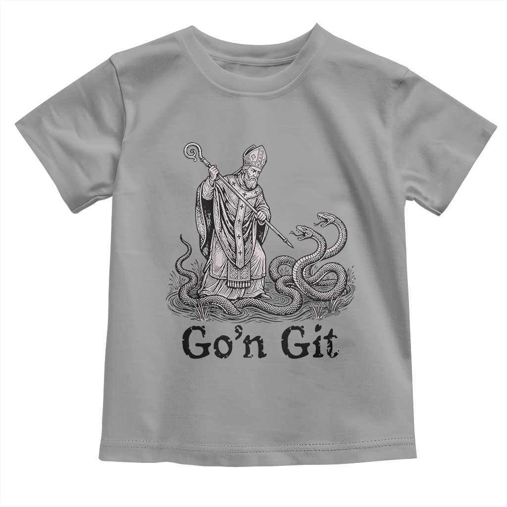 Go'n Git Funny Saint Patrick Banishing Snakes Toddler T Shirt Irish History Humor St Patricks Day TS02 Sport Gray Print Your Wear