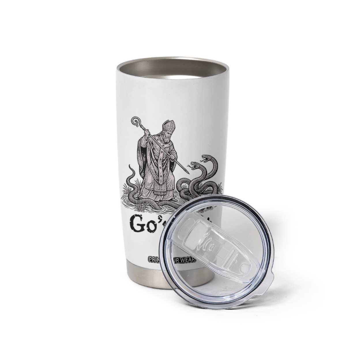 Go'n Git Funny Saint Patrick Banishing Snakes Tumbler Cup Irish History Humor St Patricks Day TS02 Print Your Wear