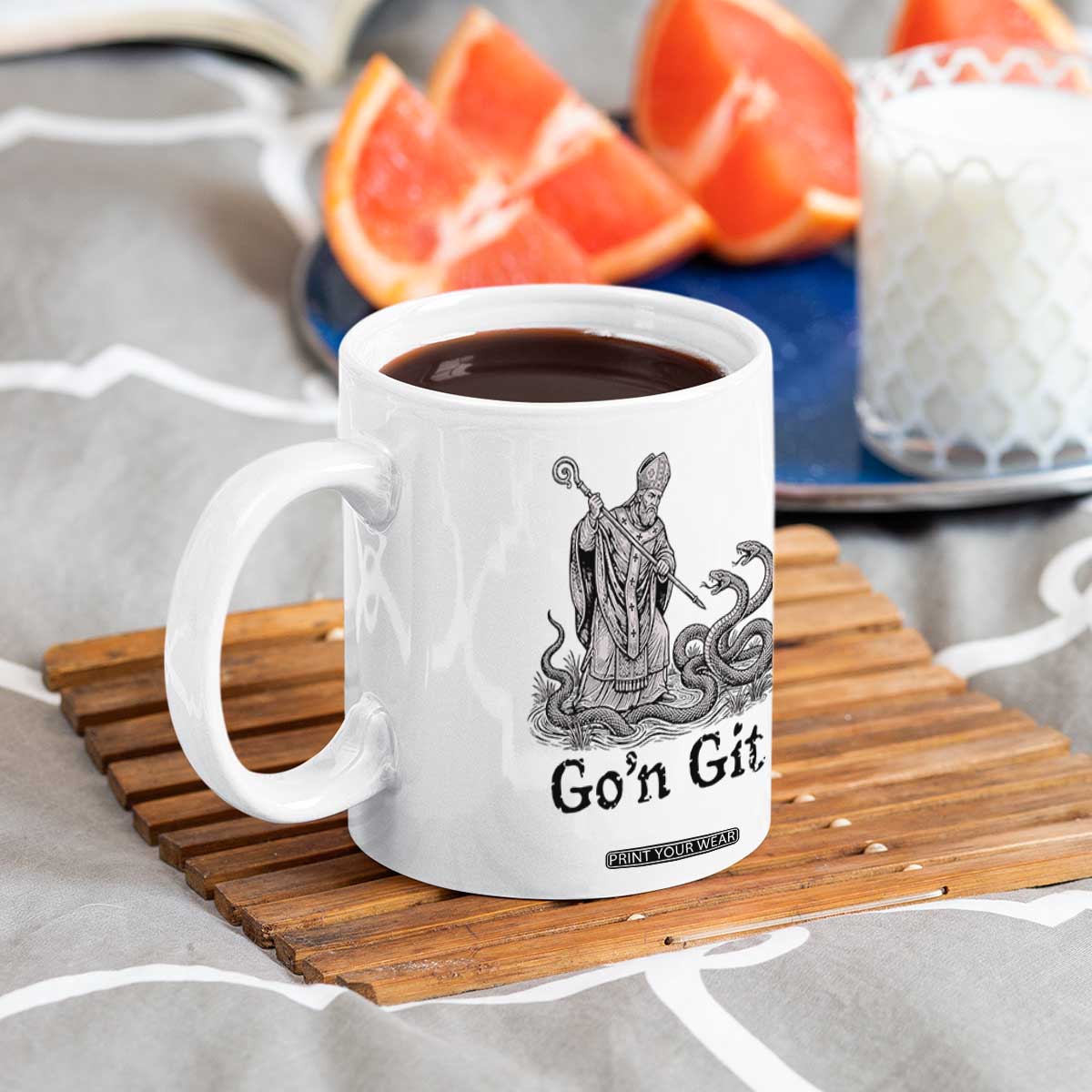 Go'n Git Funny Saint Patrick Banishing Snakes Coffee Mug Irish History Humor St Patricks Day TS02 Print Your Wear