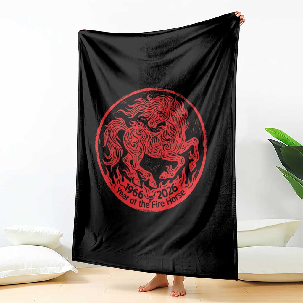 Year of the Fire Horse 1966 2026 Red Graphic Throw Blanket 60 Years Chinese Zodiac Horse Vintage Style TS02 Print Your Wear