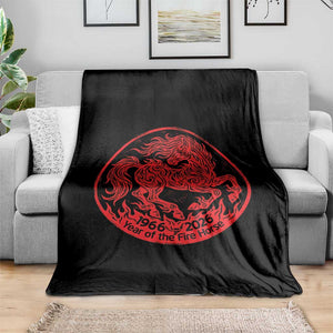 Year of the Fire Horse 1966 2026 Red Graphic Throw Blanket 60 Years Chinese Zodiac Horse Vintage Style TS02 Print Your Wear