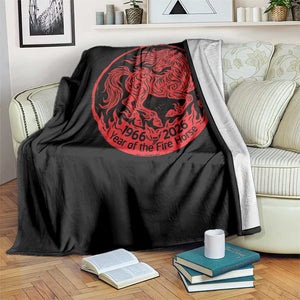 Year of the Fire Horse 1966 2026 Red Graphic Throw Blanket 60 Years Chinese Zodiac Horse Vintage Style TS02 Print Your Wear