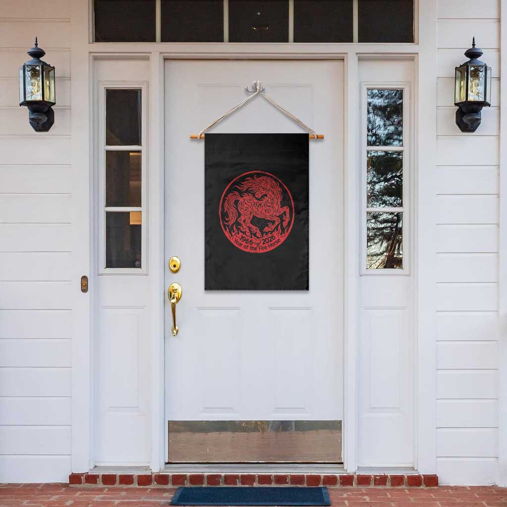Year of the Fire Horse 1966 2026 Red Graphic Garden Flag 60 Years Chinese Zodiac Horse Vintage Style TS02 Print Your Wear