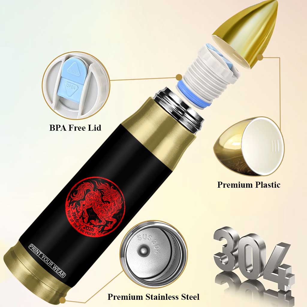 Year of the Fire Horse 1966 2026 Red Graphic Bullet Tumbler 60 Years Chinese Zodiac Horse Vintage Style TS02 Print Your Wear
